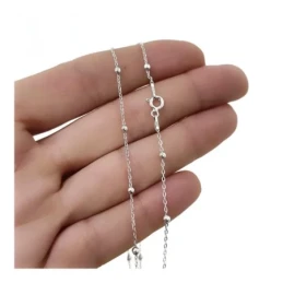 Cadena Plata Ley 925m rodiada 40 cm. combinada bolas 2.5 mm.