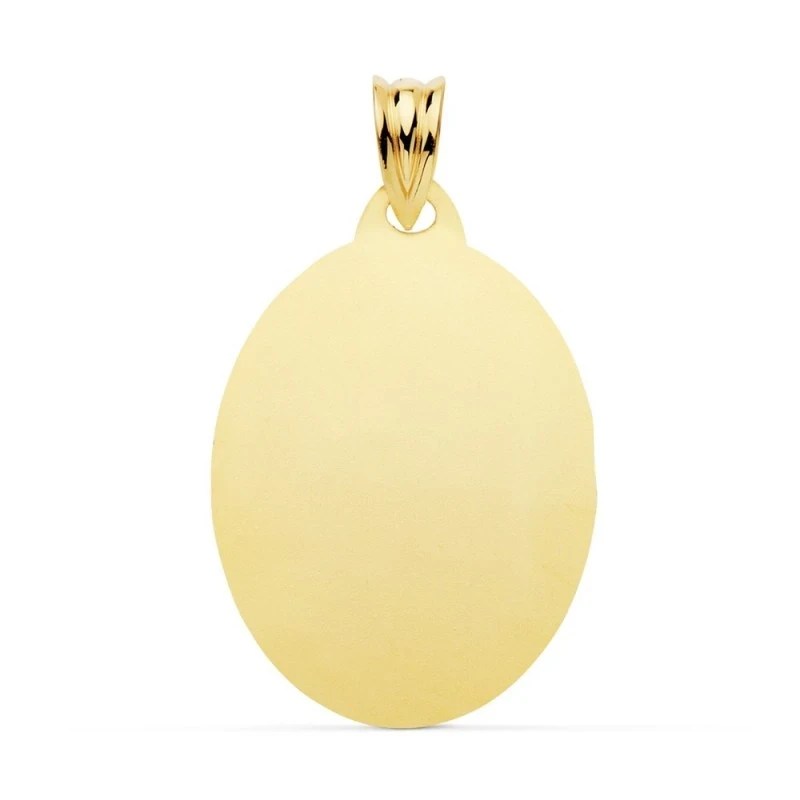 Colgante oro 18k unisex 26 mm. chapa ovalada lisa brillo grabación im