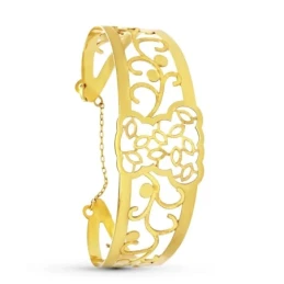 Pulsera rígida Oro 18k oso detalles calados láser