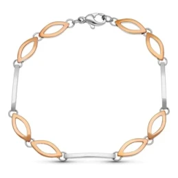 Pulsera Oro 18k bicolor 20 cm. asas barritas