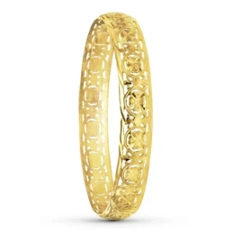Pulsera Oro 18k mujer rígida brazalete aro motivos florales calados m