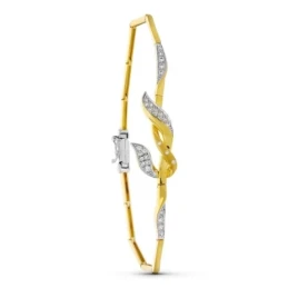 Pulsera Oro 18k bicolor hojas circonitas mate brillo