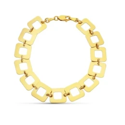 Pulsera Oro 18k eslabones cuadrados calados lisos