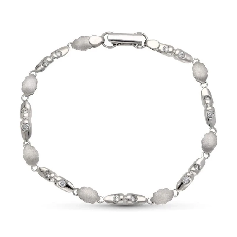 Pulsera Oro 18k blanco circonitas nubes