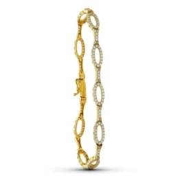 Pulsera Oro 18k circonitas 19 cm. eslabones ovalados