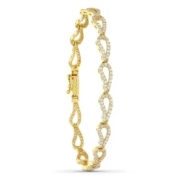 Pulsera Oro 18k circonitas eslabones forma gota
