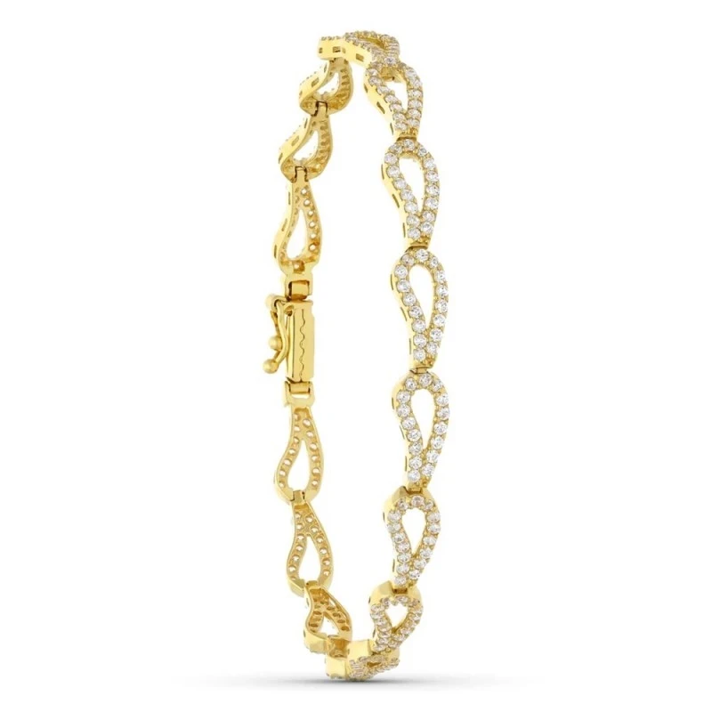 Pulsera Oro 18k circonitas eslabones forma gota