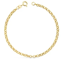Pulsera Oro 18k cadena rolo hueca 19 cm.