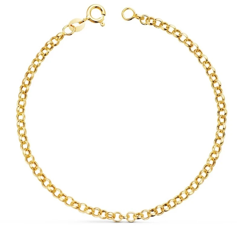 Pulsera Oro 18k cadena rolo hueca 19 cm.