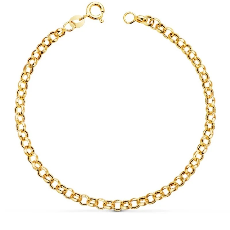 Pulsera Oro 18k cadena rolo hueca 19 cm.