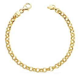 Pulsera Oro 18k cadena rolo hueca 19 cm.