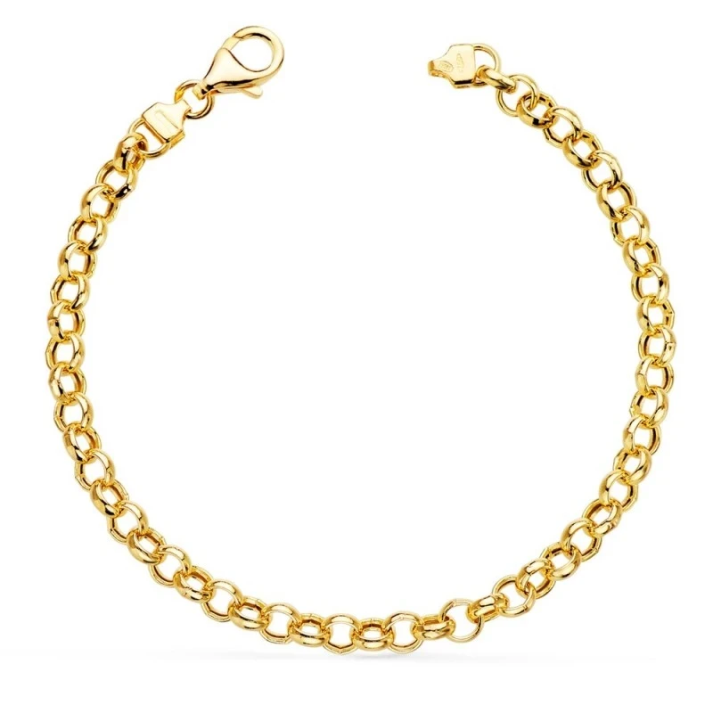 Pulsera Oro 18k cadena rolo hueca 19 cm.