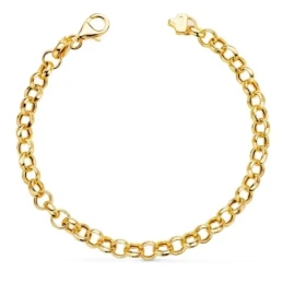 Pulsera Oro 18k cadena rolo hueca 19 cm.