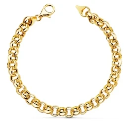Pulsera Oro 18k cadena rolo hueca 19 cm.