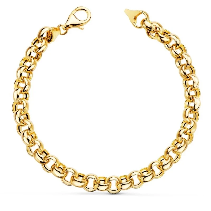 Pulsera Oro 18k cadena rolo hueca 19 cm.