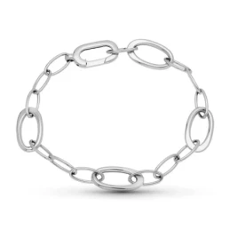 Pulsera Oro 18k blanco 19.5 cm. eslabones lisos