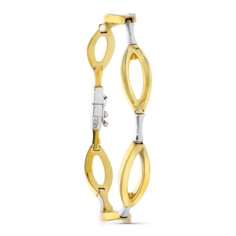 Pulsera Oro 18k bicolor eslabones ovales