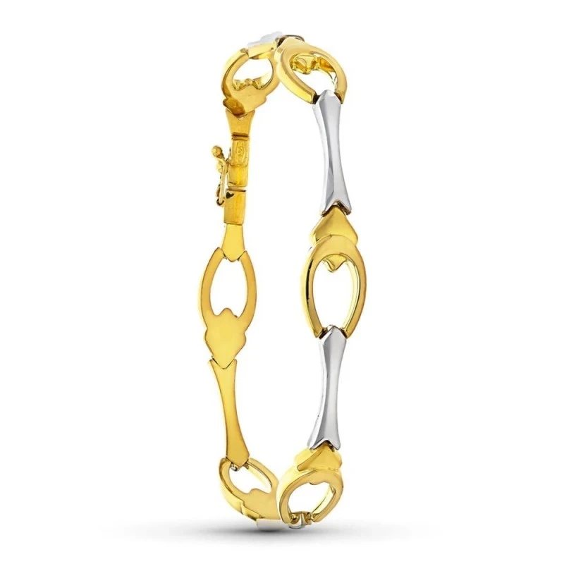 Pulsera Oro 18k bicolor eslabones forma herradura