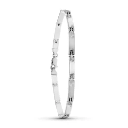 Pulsera Oro 18k blanco tramos mate brillo