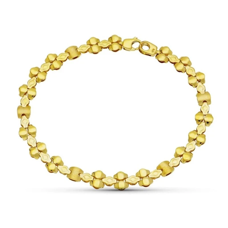 Pulsera Oro 18k mate y brillo lisa detalles