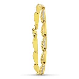 Pulsera Oro 18k bicolor estampación eslabones nube