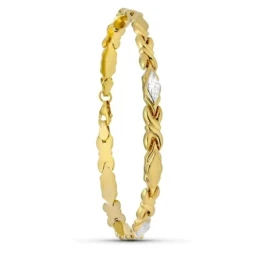 Pulsera Oro 18k bicolor 20 cm. estampación eslabones