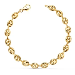 Pulsera Oro 18k motivo calabrote eslabones huecos 19 cm. grano de caf