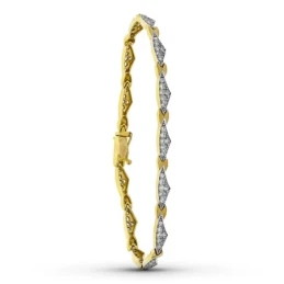 Pulsera Oro 18k bicolor circonitas eslabones