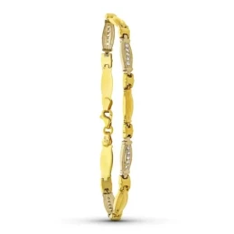 Pulsera Oro 18k bicolor circonitas estampación