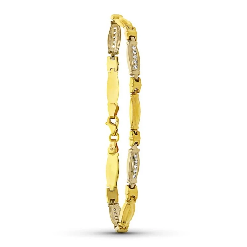 Pulsera Oro 18k bicolor circonitas estampación
