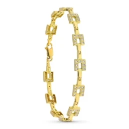 Pulsera Oro 18k motivo cuadrados circonitas