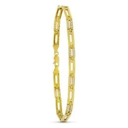 Pulsera Oro 18k circonitas eslabones mate brillo lisos