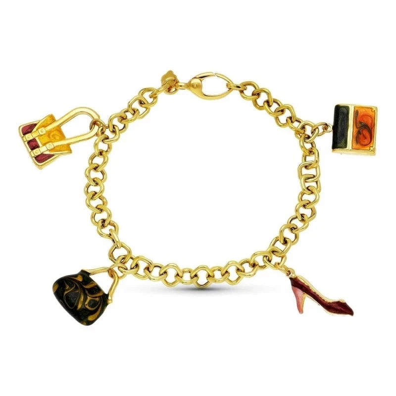 Pulsera Oro 18k fetiches esmaltados bolsos zapato tacón
