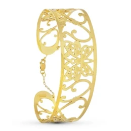 Pulsera Oro 18k rígida mariposa calada mate brillo brazalete
