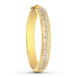 Pulsera Oro 18k rígida bicolor motivo greca brazalete