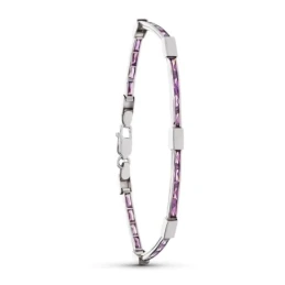 Pulsera Oro 18k blanco 18 cm. amatistas
