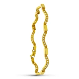 Pulsera Oro 18k circonitas eslabones ondas