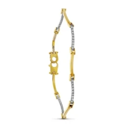 Pulsera Oro 18k bicolor circonitas eslabones barritas