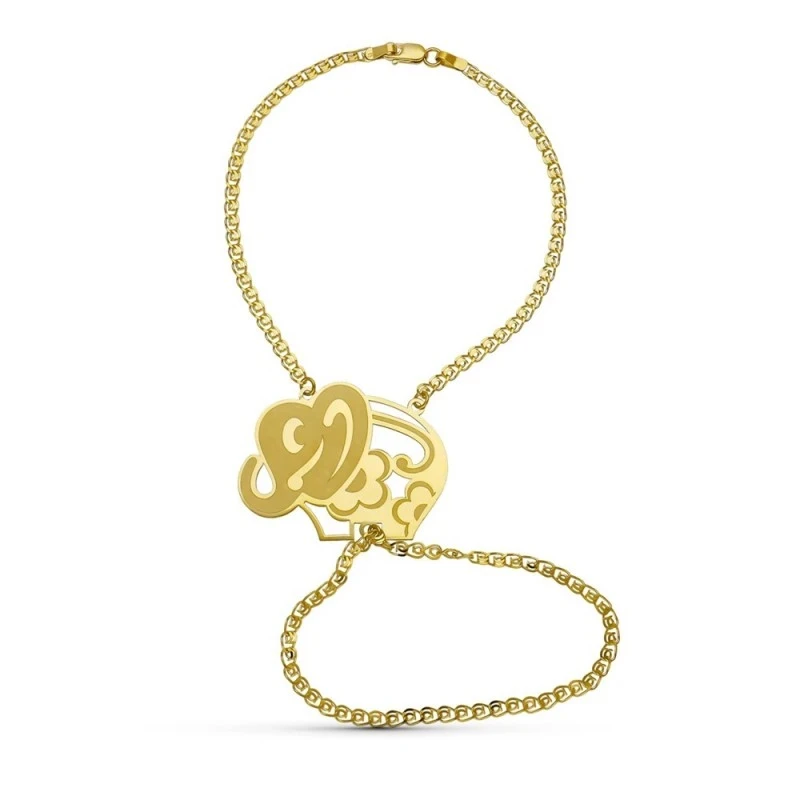 Pulsera Oro 18k India motivo elefante detalles flores calado