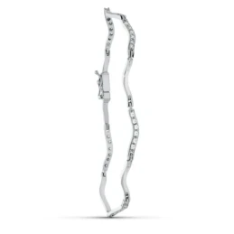 Pulsera Oro 18k blanco circonitas eslabones ondas