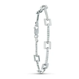 Pulsera Oro 18k blanco circonitas cuadrados barras