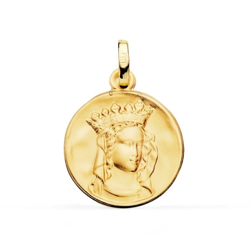 Medalla Notre Dame De París 18 mm. Colgante Oro 18k Virgen acabado ma