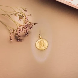 Medalla Notre Dame De París 18 mm. Colgante Oro 18k Virgen acabado ma
