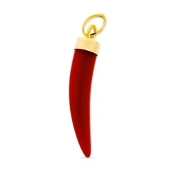 Colgante Oro 18k colmillo rojo 20 mm.