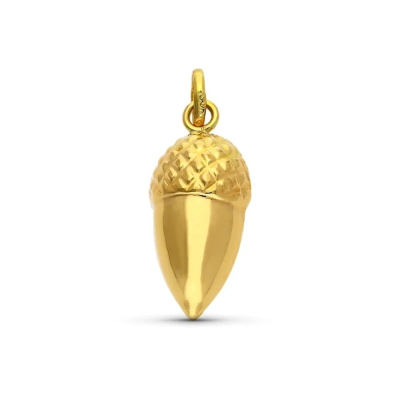 Bellota 16 mm. Colgante Oro 18k brillo detalles