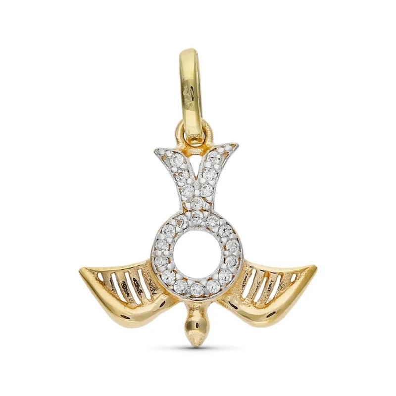 Colgante Oro 9k bicolor 17 mm. paloma Espíritu Santo circonitas