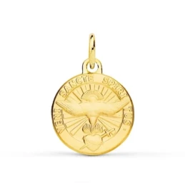 Colgante Oro 9k medalla 14 mm. Espíritu Santo Paloma inscripción latí