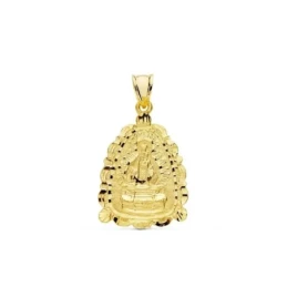 Virgen de la Cabeza Colgante Oro 18k medalla 28 mm. trasera santuario