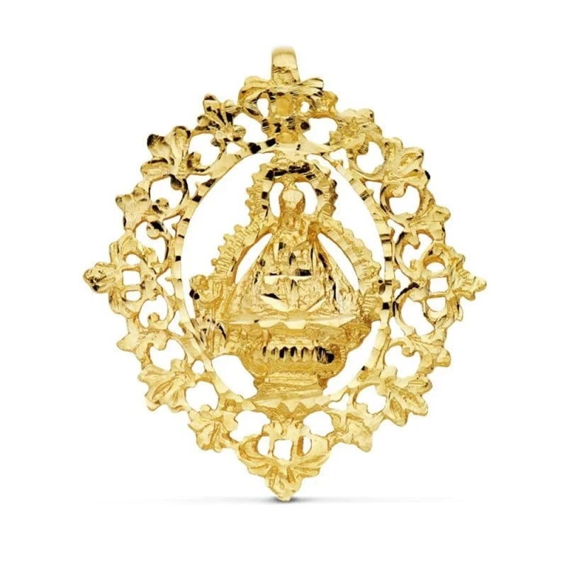 Virgen de la Cabeza Colgante Oro 18k silueta tallada 36 mm. cerco cal