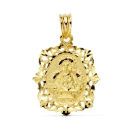Virgen de la Cabeza Colgante Oro 18k medalla 26 mm. imagen tallada ce